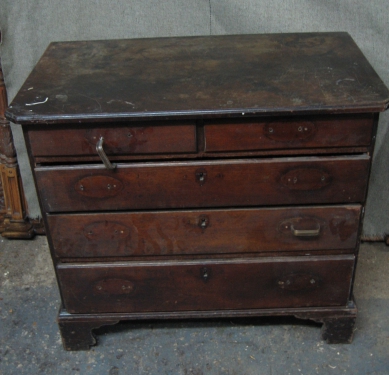 mahogany chest of drawers before restoration